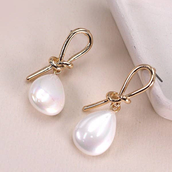 WIRED BOW OPAL TEARDROP EARRINGS