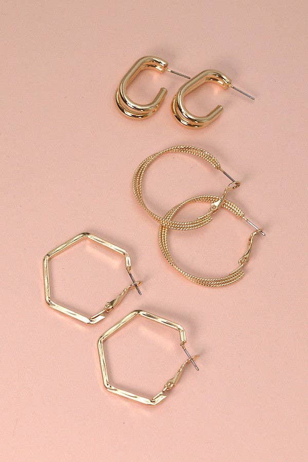 TRIO HOOP EARRINGS - SET