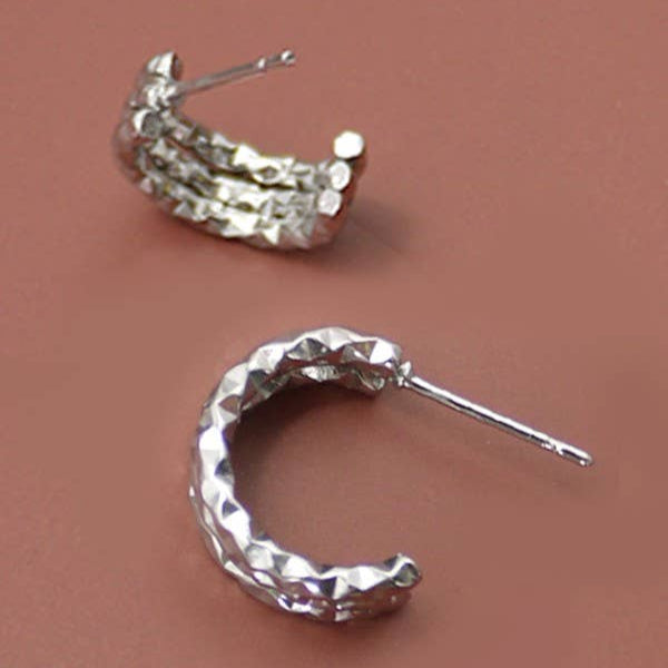 Hammered Huggie HOOP Earrings