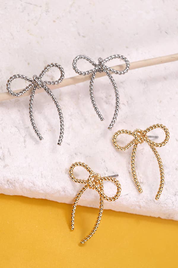 ROPE BOW STUD EARRINGS
