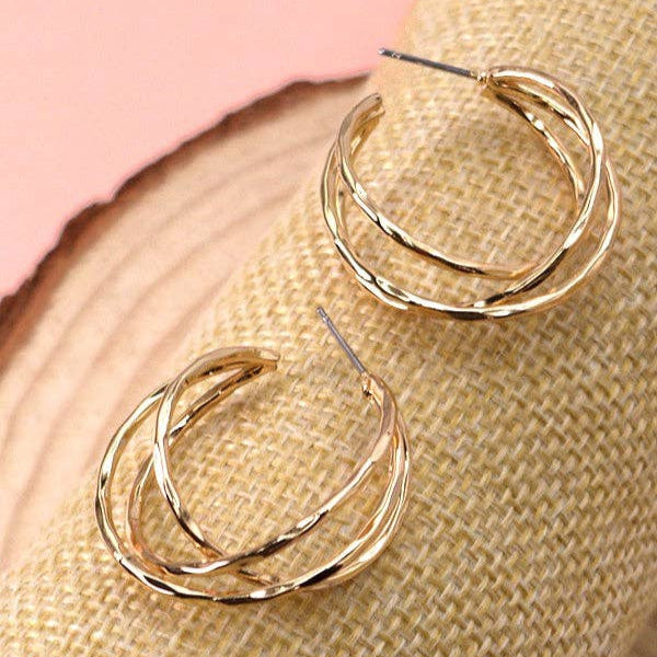 TRIPLE INTERTWINED HOOP EARRINGS