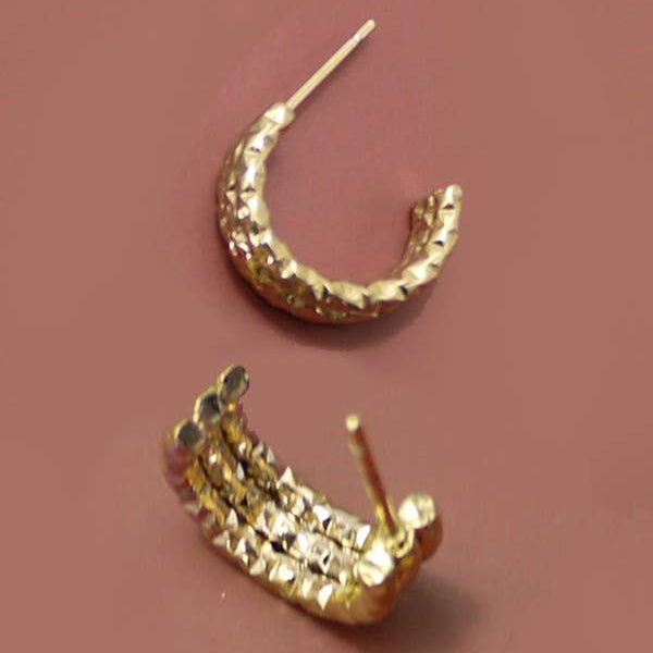 Hammered Huggie HOOP Earrings