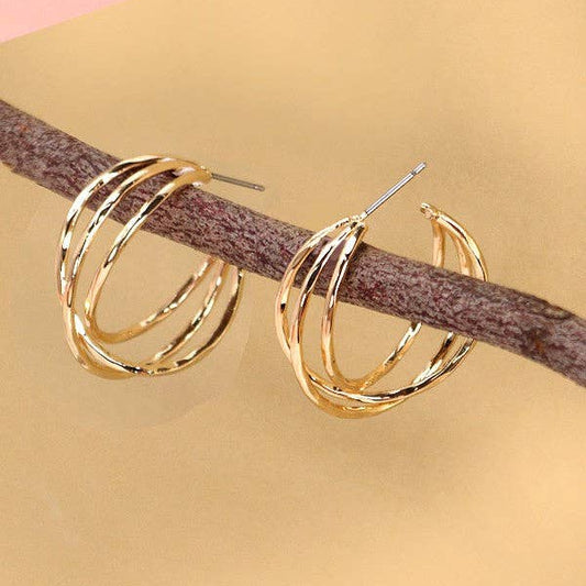 TRIPLE INTERTWINED HOOP EARRINGS