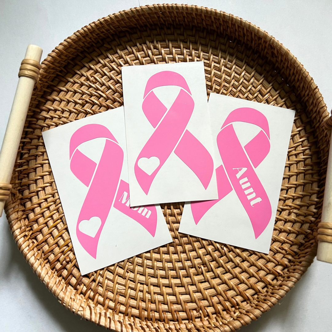 Awareness ribbon with name & heart - decal