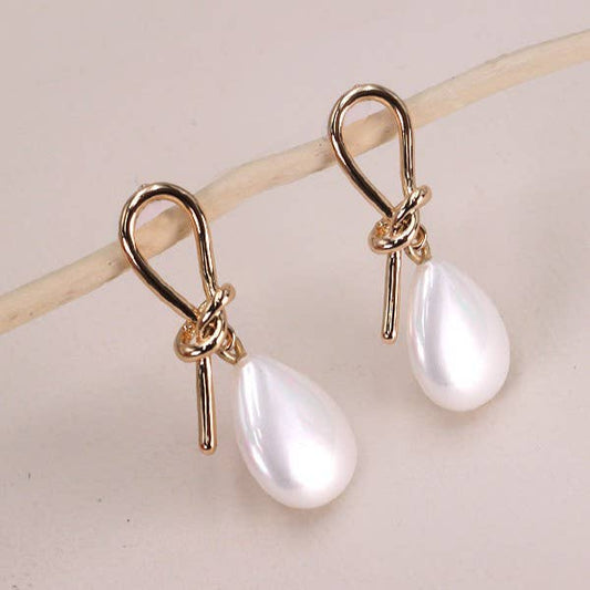 WIRED BOW OPAL TEARDROP EARRINGS