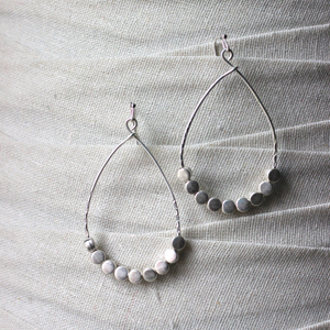 Silver beaded Teardrop earrings