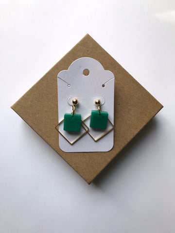 Emerald square Earrings