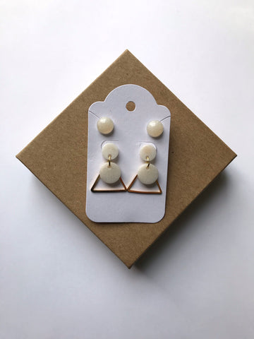 Pearl triangle & stud Earrings